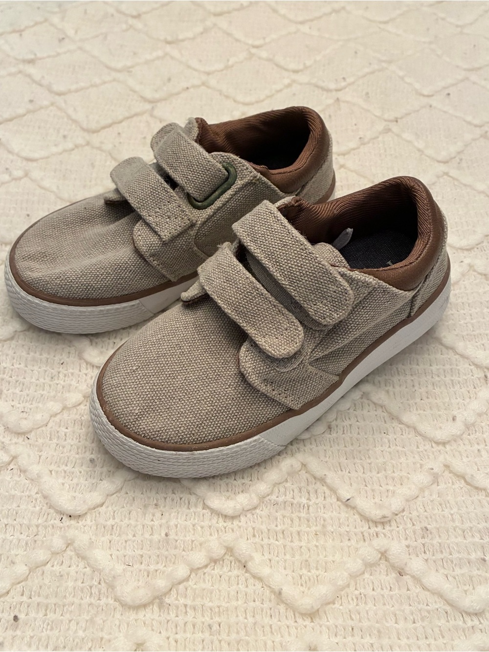 The Children’s Place Boys Tan Brown Canvas Velcro Sneakers